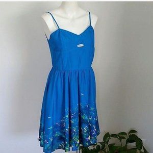 Nanette Lepore Blue Watercolor Dress Fit Flare